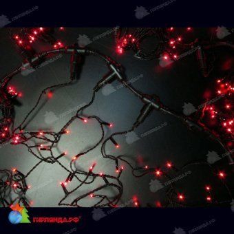 Гирлянда светодиодный занавес, 2х1.5 м., 380 LED, красный, без мерцания, черный ПВХ провод (Без колпачка). 11-1097