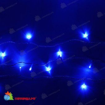 Гирлянда Нить 20 м., 200 LED, синий, без мерцания, прозрачный провод (силикон), 24В. 04-3405