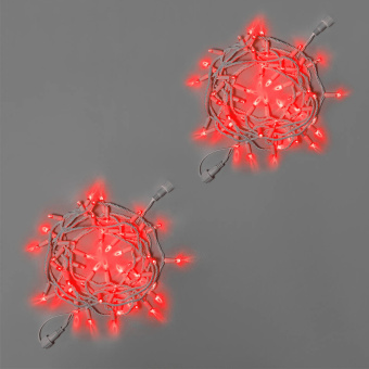 Гирлянда Нить 10 м., 100 LED, красный, без мерцания, белый резиновый провод (Каучук), с защитным колпачком. 16-1105