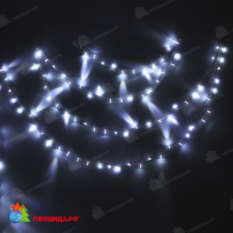 Гирлянда Нить 10 м., 100 LED, холодный белый, без мерцания, белый ПВХ провод с защитным колпачком. 06-3058