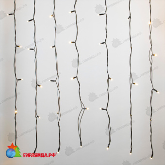 Занавес светодиодный с эффектом мерцания, 3х2м. 384 LED. Теплый белый свет. Провод черный. 10-3844