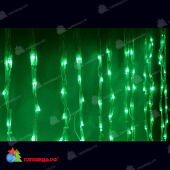 Гирлянда умный светодиодный занавес 2.4х3.6 м., 1344 LED, зеленый, с мерцанием, контроллер, прозрачный ПВХ провод. 11-1146