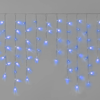 Гирлянда Бахрома 3х0.6м., 144 LED, синий, без мерцания, прозрачный ПВХ провод с защитным колпачком. 16-1026