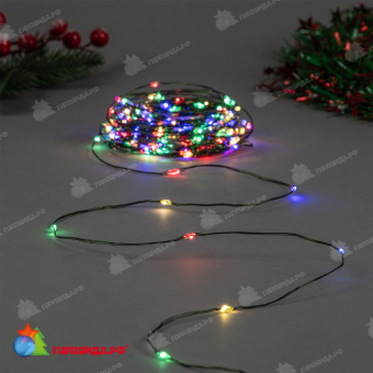 Гирлянда светодиодная "Роса", 100м. 1000 LED. Разноцветный свет. Провод зеленый. 10-3622