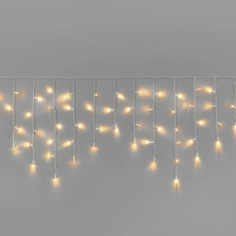 Гирлянда Бахрома 3х0.6м., 108 LED, теплый белый, без мерцания, белый резиновый провод (Каучук), с защитным колпачком. 16-1012