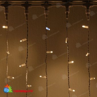 Гирлянда светодиодный занавес 2х9 м., 1500 LED, теплый белый, с мерцанием, белый ПВХ провод с защитным колпачком. 06-3042