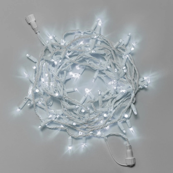 Гирлянда Нить 10 м., 100 LED, холодный белый, без мерцания, белый резиновый провод, с защитным колпачком. 16-1039
