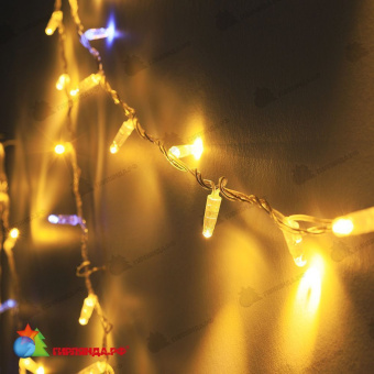 Гирлянда Нить 10 м., 100 LED, Теплый Белый, с мерцанием Холодный Белый, прозрачный ПВХ провод с защитным колпачком, 220В, 06-3159