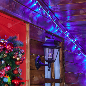 Гирлянда Нить 10 м., 120 LED, синий, с мерцанием, белый резиновый провод (Каучук), с защитным колпачком. 10-3791