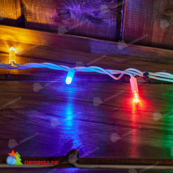 Гирлянда Нить 10 м., 120 LED, мульти, с контроллером, белый резиновый провод (Каучук), с защитным колпачком. 10-3731.