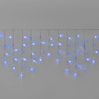 Гирлянда Бахрома 3х0.6м., 108 LED, синий, без мерцания, прозрачный ПВХ провод с защитным колпачком. 16-1002