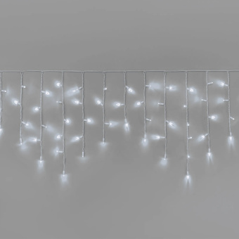 Гирлянда Бахрома 3х0.6м., 108 LED, холодный белый, без мерцания, белый резиновый провод (Каучук), с защитным колпачком. 16-1011