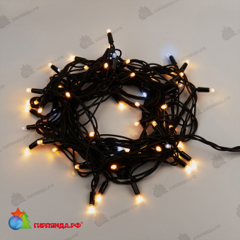Гирлянда Нить 10 м., 120 LED, теплый белый, с мерцанием холодный, черный резиновый провод (Каучук), с защитным колпачком. 10-3806.