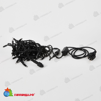 Гирлянда Нить 10 м., 120 LED, Синий и белый, с мерцанием, черный провод. 10-3610