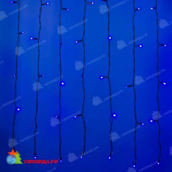 Гирлянда светодиодный занавес 3х2 м., 240 LED, синий, с мерцанием, черный резиновый провод (Каучук), с защитным колпачком. 10-3715.