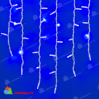Гирлянда Бахрома 3х0.7 м., 200 LED, синий, без мерцания, белый резиновый провод (Каучук), с защитным колпачком. 10-3784