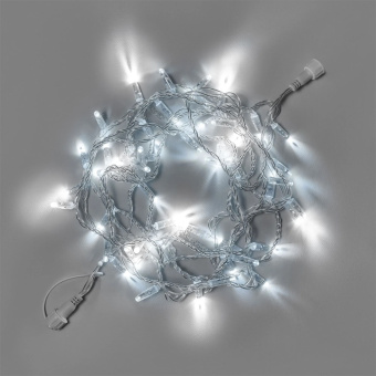 Гирлянда Нить 10 м., 100 LED, холодный белый, с мерцанием, прозрачный ПВХ провод, с защитным колпачком. 16-1035