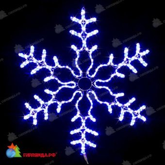 Снежинка светодиодная с мерцанием. 86 см дюралайт, холодный белый-синий. 03-3806