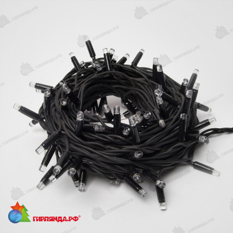 Гирлянда Нить 10 м., 120 LED, синий, с мерцанием, черный резиновый провод (Каучук), с защитным колпачком. 10-3789