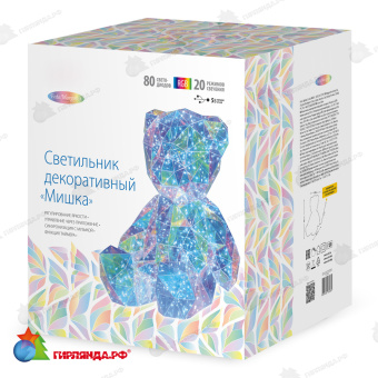 Светильник декоративный «Мишка», с USB проводом. 80 LED. RGB свет. Цвет корпуса радужный. 10-3853
