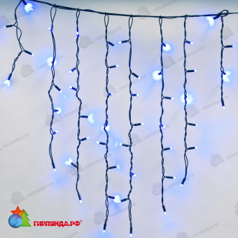 Гирлянда Бахрома 3х0.7 м., 200 LED, синий, с мерцанием, черный резиновый провод (Каучук), с защитным колпачком. 10-3689.