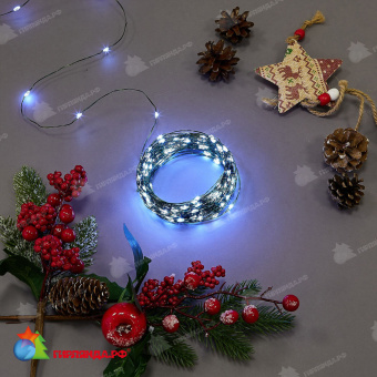 Гирлянда светодиодная "Роса", 20м. 200 LED. Белый свет. Провод зеленый. 10-3813