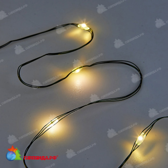 Гирлянда светодиодная "Роса", 100м. 1000 LED. Теплый белый свет. Провод зеленый. 10-3623