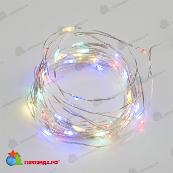 Светодиодная гирлянда "Роса", 5 м., 50 LED, мульти, медный провод. 10-3746.