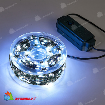 Гирлянда светодиодная "Роса", 100м. 1000 LED. Белый свет. Провод зеленый. 10-3624
