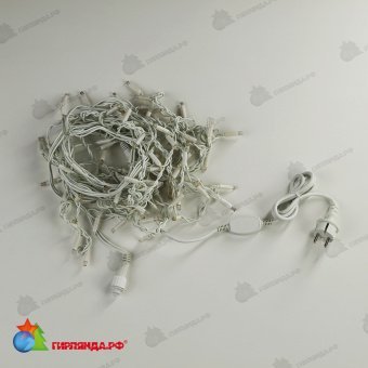 Гирлянда Бахрома 3х0.6 м., 100 LED, холодный белый, с мерцанием, белый резиновый провод (Каучук), с защитным колпачком. 03-3846