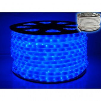Светодиодный дюралайт LED, 2-х проводной, синий, без мерцания, кратность резки 0,5 метр, диаметр 13 мм, 24В, 100 м. 07-3257
