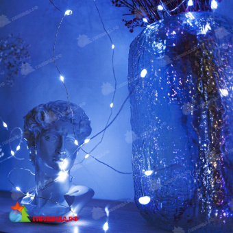 Гирлянда светодиодная "Роса", 100м. 1000 LED. Белый свет. Пульт ДУ (в/к). Провод прозрачный. 10-3626
