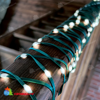 Гирлянда светодиодная "Полоса", 10м. 100 LED. Белый свет. Провод зеленый. 10-3616