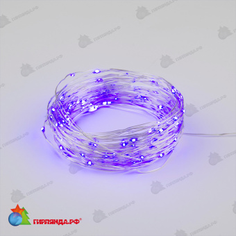 Гирлянда светодиодная на батарейках, «Роса», 10м. 100 LED. Фиолетовый свет. Провод медный. 10-3838