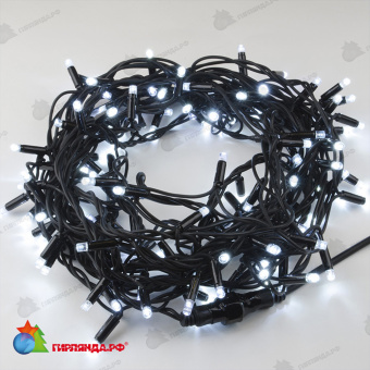 Гирлянда Нить 10 м., 120 LED, холодный белый, с контроллером, черный резиновый провод (Каучук), с защитным колпачком. 10-3728.