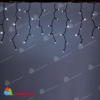 Гирлянда Бахрома 4.8х0.6 м., 160 LED, холодный белый, без мерцания, черный резиновый провод (Каучук), с защитным колпачком. 11-1058