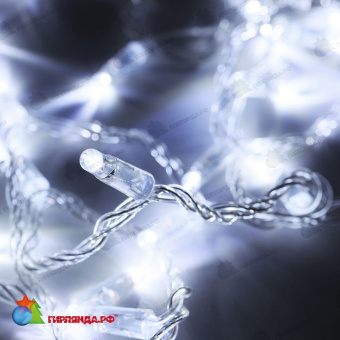 Гирлянда Нить 10 м., 100 LED, Холодный Белый, с мерцанием Холодный Белый, прозрачный ПВХ провод с защитным колпачком, 220В, 06-3160