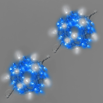 Гирлянда Нить 10 м., 100 LED, синий, с мерцанием, прозрачный ПВХ провод, с защитным колпачком. 16-1078