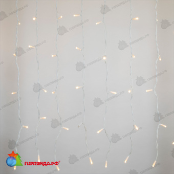 Гирлянда светодиодный занавес 3х2 м., 240 LED, теплый белый, с мерцанием, белый резиновый провод (Каучук), с защитным колпачком. 10-3724.