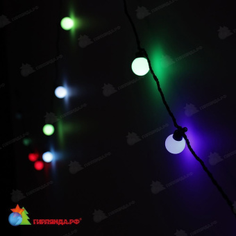 Гирлянда нить с насадками ШАРИКИ D40мм, 5м., 20 LED, RGB, без мерцания, черный ПВХ провод. 06-3111