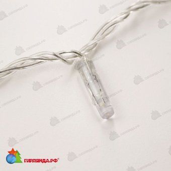 Гирлянда Нить 10 м., 100 LED, теплый белый, с мерцанием, с защитным колпачком, прозрачный ПВХ провод, 24В. 04-3456