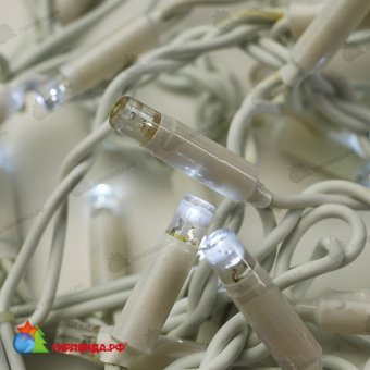 Гирлянда Бахрома 3х0.6 м., 100 LED, холодный белый, с мерцанием, белый резиновый провод (Каучук), с защитным колпачком. 03-3846