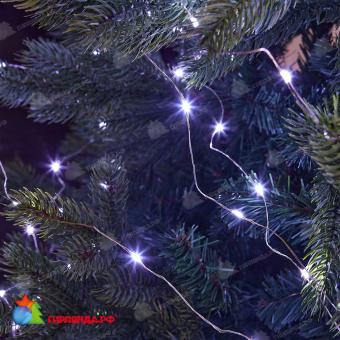 Гирлянда светодиодная "Роса", 100м. 1000 LED. Белый свет. Пульт ДУ (в/к). Провод прозрачный. 10-3626