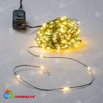Гирлянда светодиодная "Роса", 100м. 1000 LED. Теплый белый свет. Провод зеленый. 10-3623
