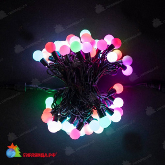 Гирлянда нить с насадками ШАРИКИ D13мм, 10м., 100 LED, RGB, черный ПВХ провод, 220В. 04-3210