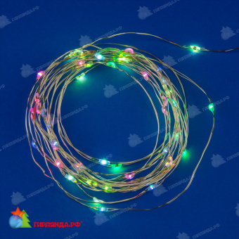 Светодиодная гирлянда "Роса", 5 м., 50 LED, RGB, пульт ДУ, прозрачный провод. 10-3745.