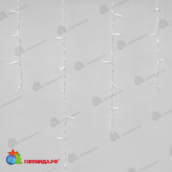 Гирлянда Бахрома 3х0.7 м., 200 LED, теплый белый, с мерцанием, белый резиновый провод (Каучук), с защитным колпачком. 10-3696.