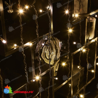 Гирлянда светодиодный занавес 3х2 м., 240 LED, теплый белый, с мерцанием, черный резиновый провод (Каучук), с защитным колпачком. 10-3719.