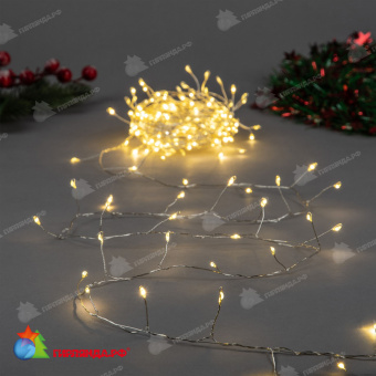 Гирлянда светодиодная "Роса", 10м. 250 LED. Теплый белый свет. Провод прозрачный. 10-3620