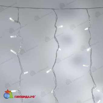Гирлянда светодиодный занавес, 2х2м., ЛАЙТ, 400 LED, холодный белый, с мерцанием, прозрачный ПВХ провод (Без колпачка). 08-1560